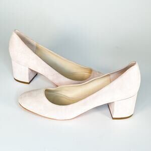 Marc Fisher Wiley Pink Suede Leather Block Kitten Pumps Heels Shoe 9 Women NWOT